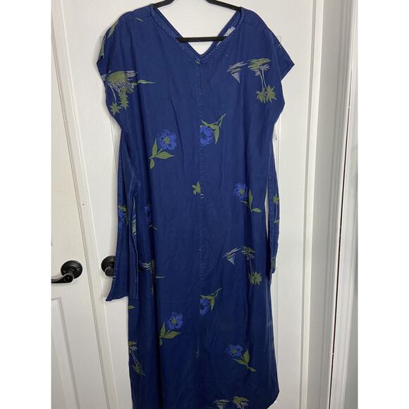 Potato Clothing Dress Sleeveless Maxi Lagenlook Vtg New Large TRUE BLUE DRESS - Picture 1 of 5